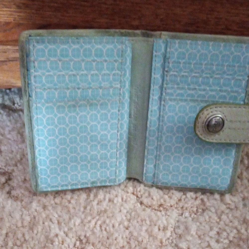 Vintage Fossil Green And Yellow Wallet - image 5